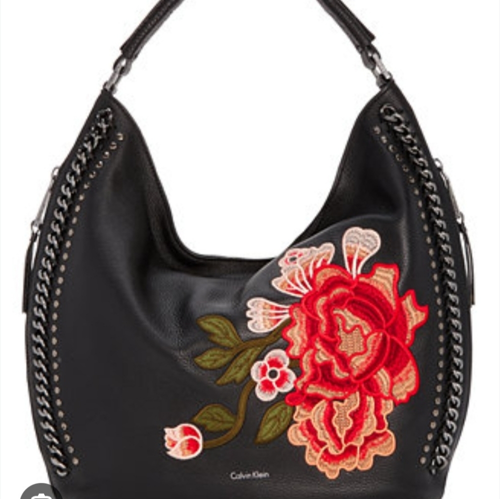 Calvin Klein Samira Rose Embroidered Handbag Brand New